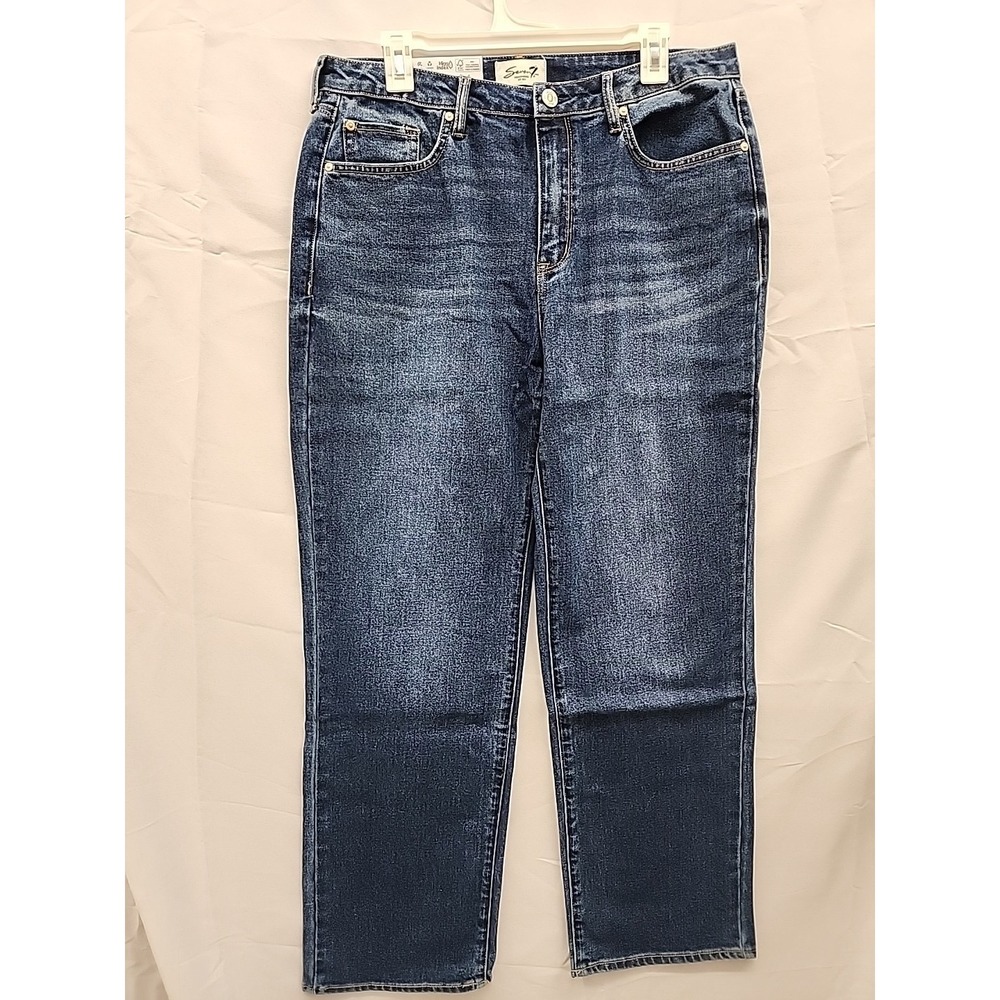 Seven7 Women's Loose Straight Jean Size‎ 10 Dark Wash Denim Baggy